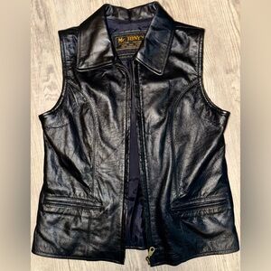 Vintage Custom Leather Vest Mr. Tony’s Tailor Korea Black Biker Motorcycle